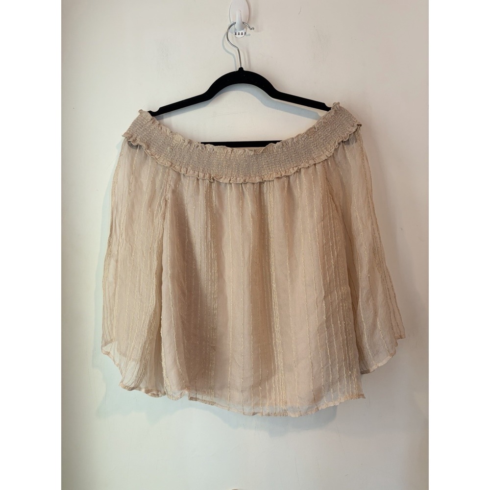 American Eagle Off The Should‎ Long Sleeve Blouse Medium Blush Metallic Loose